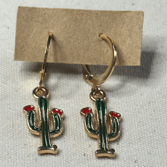Cute cactus Huggie hoop earrings 